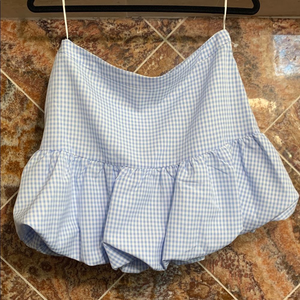 ASTR the Label Blue Gingham Bubble Hem Mini Skirt Coquette Dorothy Wizard of Oz - Picture 5 of 12